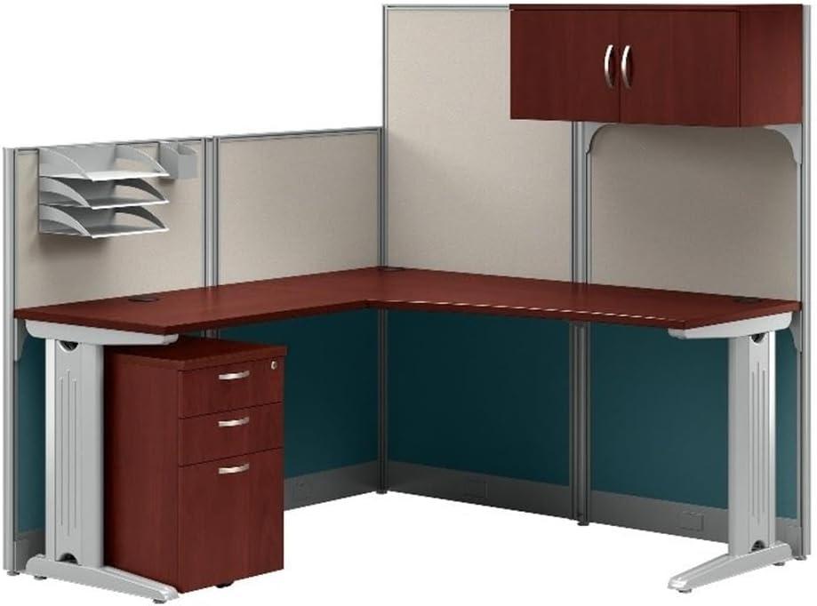 Bush Business Furniture Office in an Hour 65W L Shaped Cubicle Desk with Storage, Drawers, and Organizers