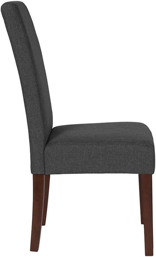 Flash Furniture Greenwich Series Gray Fabric Upholstered Panel Back Mid-Century Parsons Dining Chair