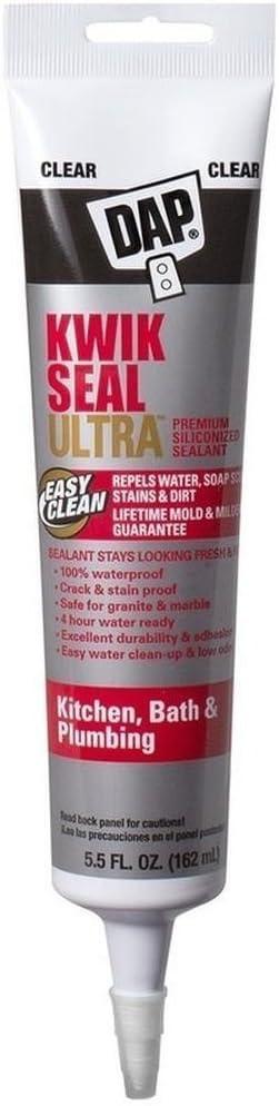 DAP Kwik Seal Ultra Clear Siliconized Acrylic Kitchen and Bath Caulk Sealant 5.5 oz