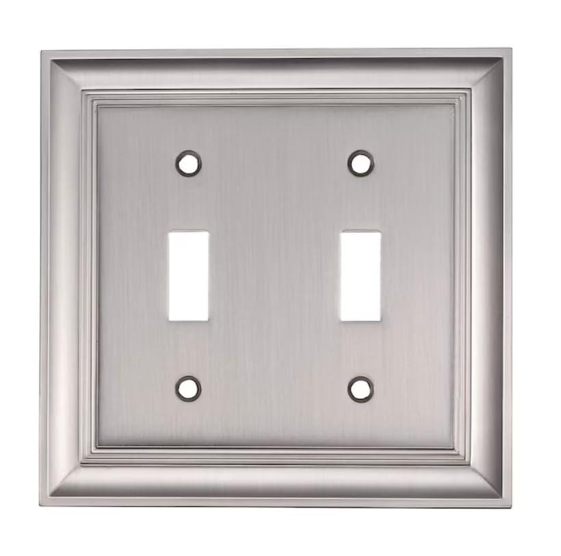allen + roth Cosgrove 2 -Gang Satin nickel Zinc Indoor Toggle Wall Plate