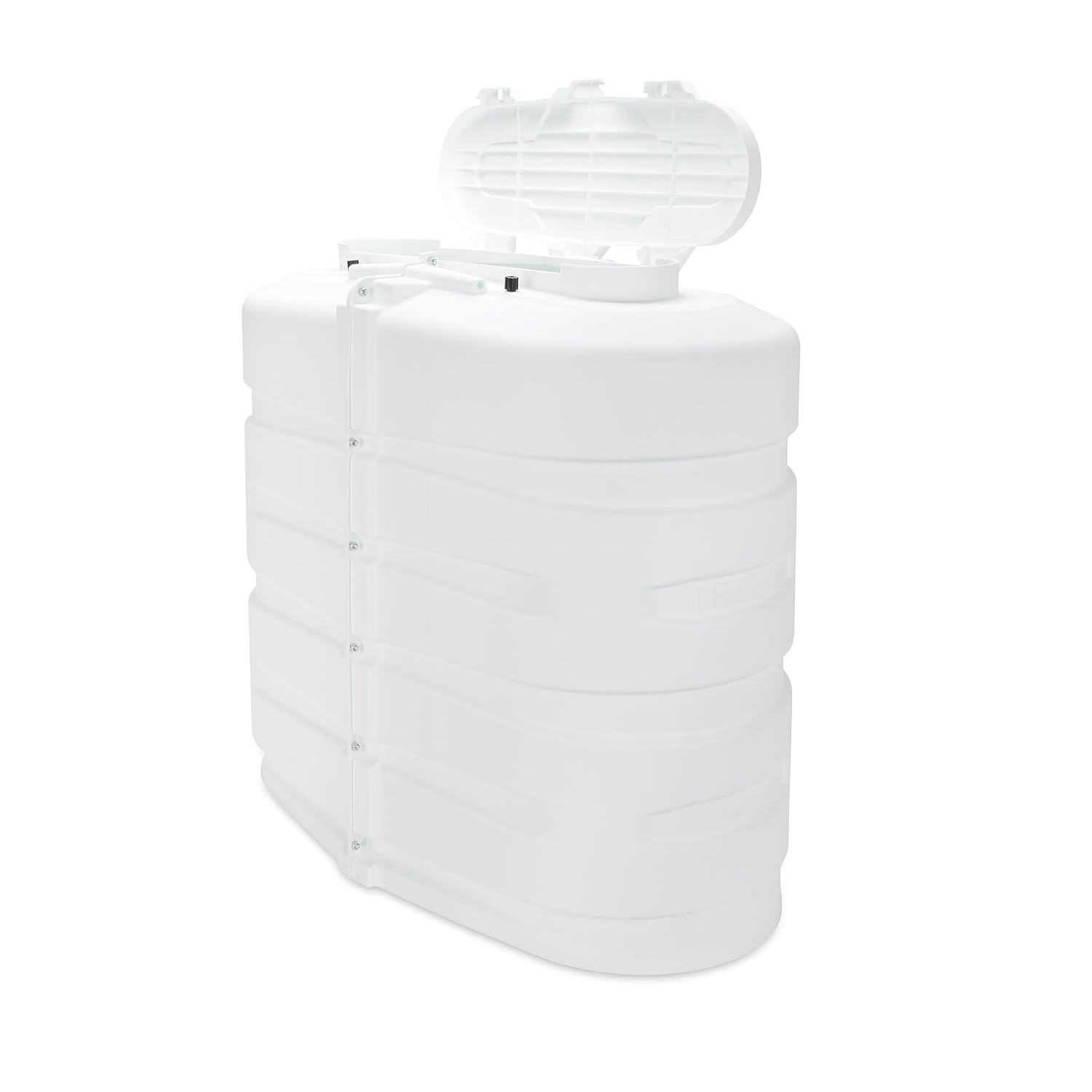 Camco Camper/RV Propane Tank Cover | Features Hinged Top Panel & Custom Molded Design | Fits (2) 30lb Tanks | Protects Propane Tanks during Travel, Camping, RV Storage and Organization | White (50515)