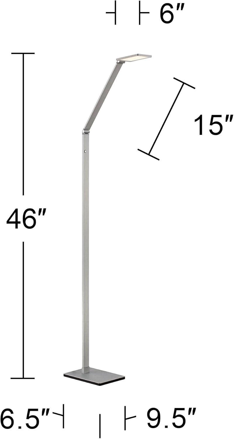 Bentley LED Task Floor Lamp 61" Tall Adjustable Silver Aluminum