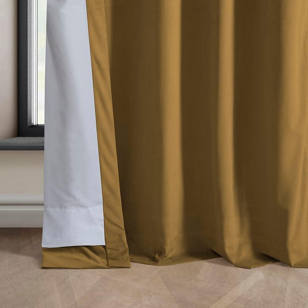 Half Price Drapes Retro Gold Heritage Plush Velvet Room Darkening Curtains (1 Panel), 50W X 96L