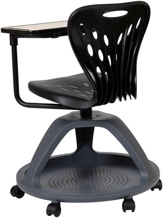 Flash Furniture Mobile Desk Chair with 360° Tablet Rotation and Storage Cubby
