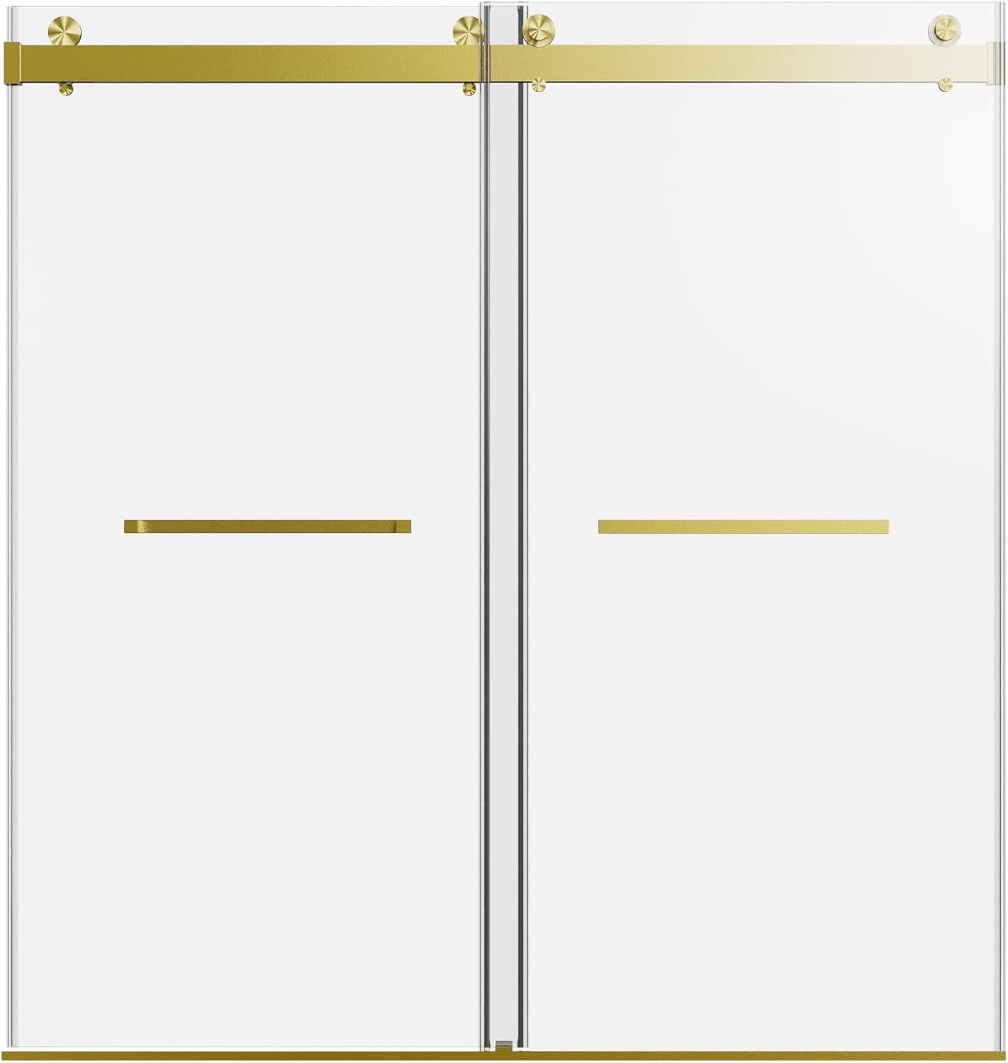 68-72"W X 76" H Double Sliding Soft-Closing Shower Door with 3/8" (10 mm) Tempered Glass