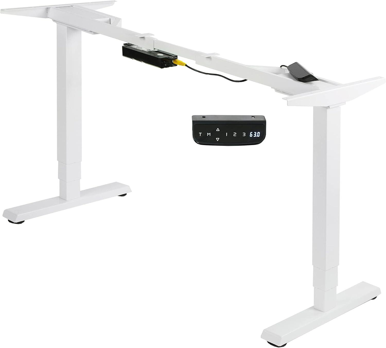 Elegant White Electric Adjustable Standing Desk Frame, Dual Motor