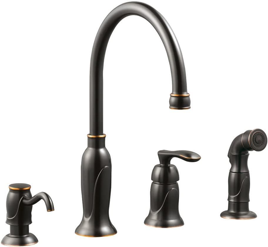 Design House Madison Kitchen Faucet with Side Sprayer and Soap Dispenser in Bronze