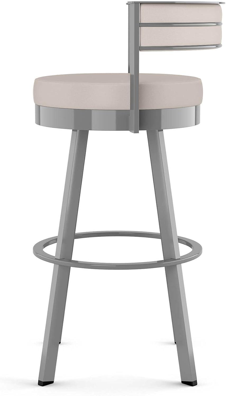 Amisco Browser 26 In. Swivel Counter Stool - Cream Faux Leather / Metallic Grey Metal