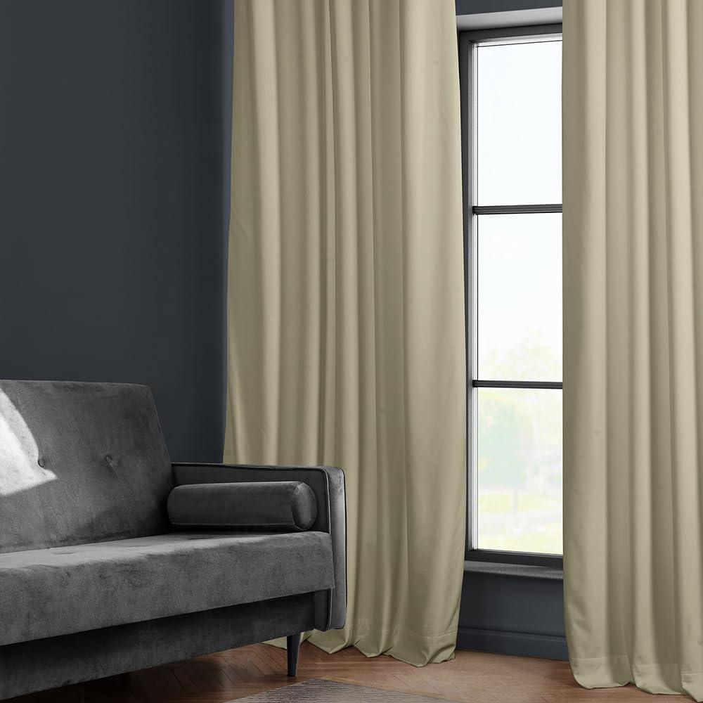 HPD Half Price Drapes Heritage Plush Velvet Curtains 84 Inches Long Room Darkening Curtains for Bedroom & Living Room 50W x 84L, (1 Panel), Macchiato Beige