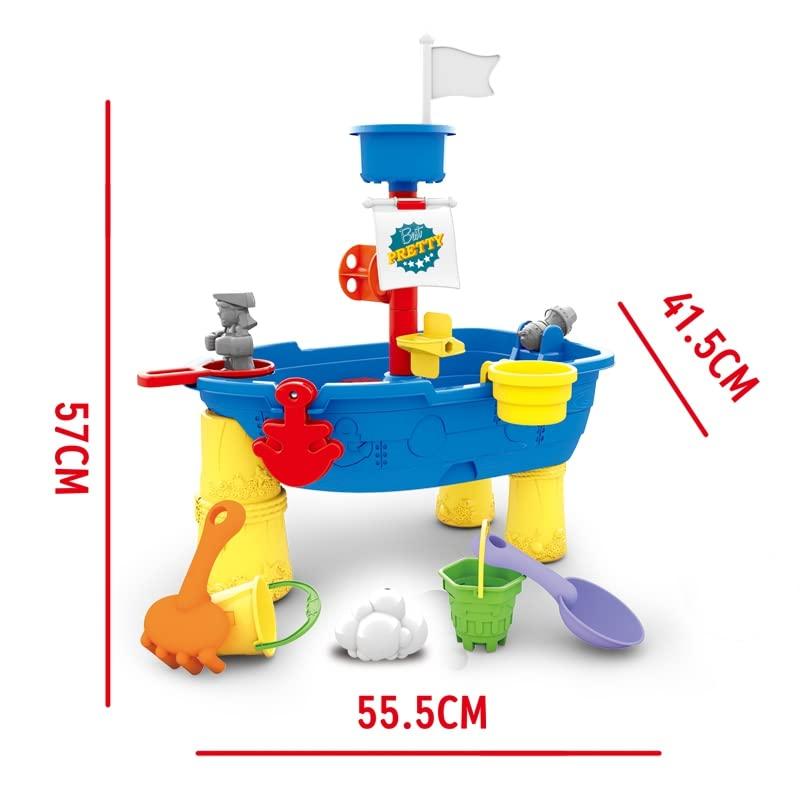 Beach Toy Pirate Ship Sandboxes 21 Pcs Sand Water Table for Boys Girls Toddlers + 3 Y Mundo Toys