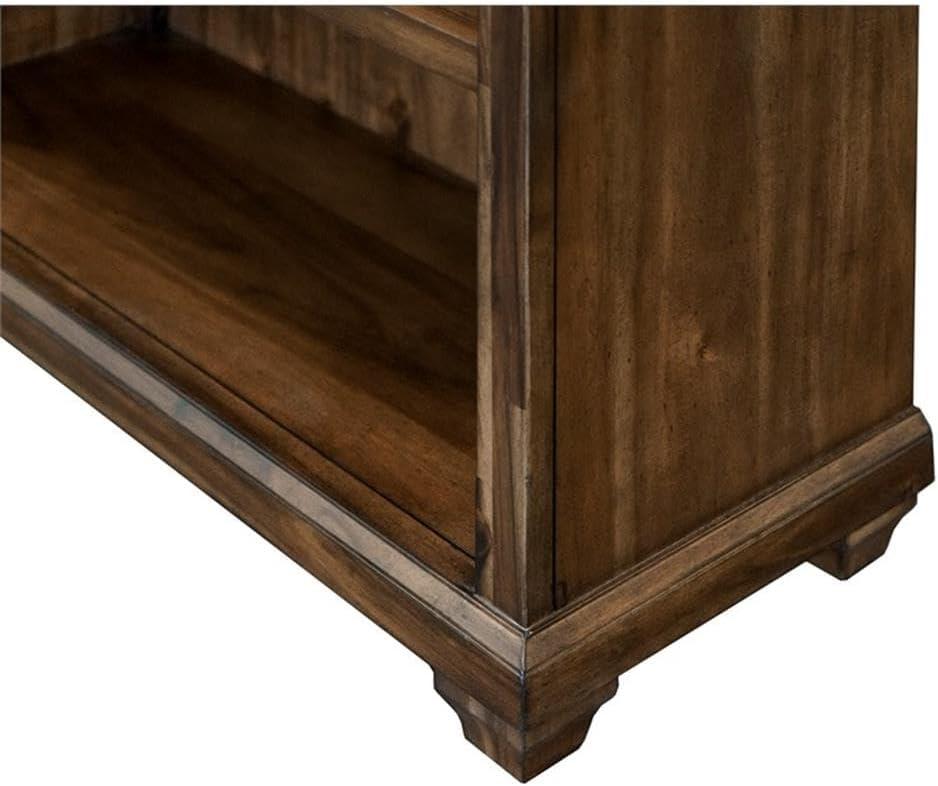 74" Porter Traditional Wood Open Bookcase Brown - Martin Furniture: Vintage Herringbone, No Assembly Required