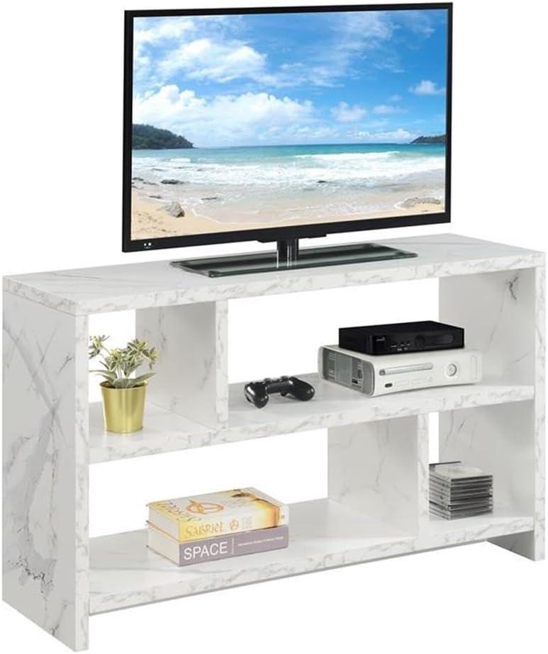 Convenience Concepts Northfield 55 inch TV Stand Console with Shelves, White Faux Marble