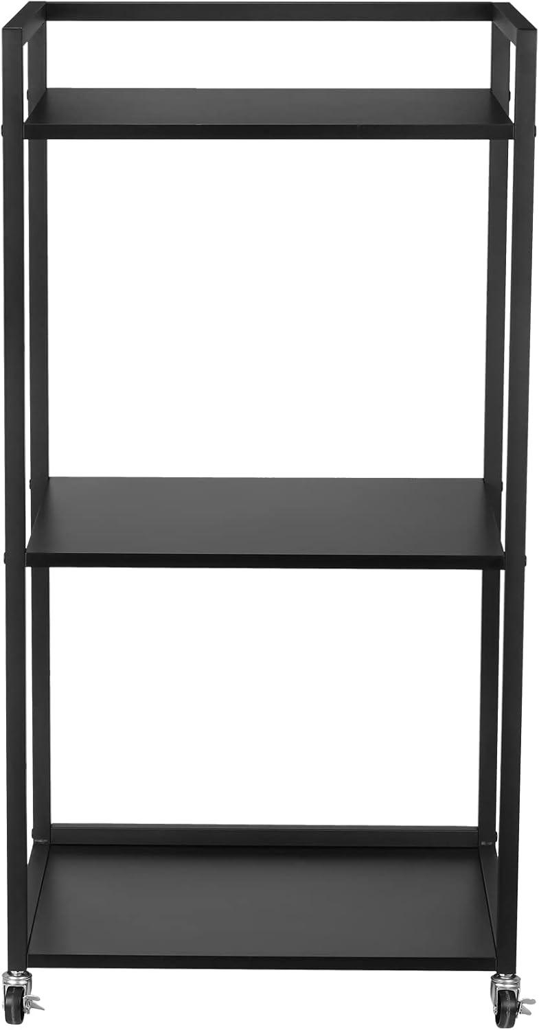 Black Adjustable 3-Tier Printer Stand with Storage Shelves