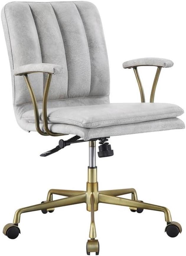 Vintage White Leather High Back Swivel Executive Chair with Metal Base