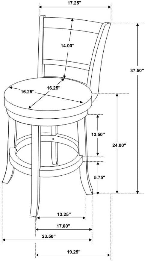 Chestnut and Black Swivel Wood Counter Stools with Faux Leather