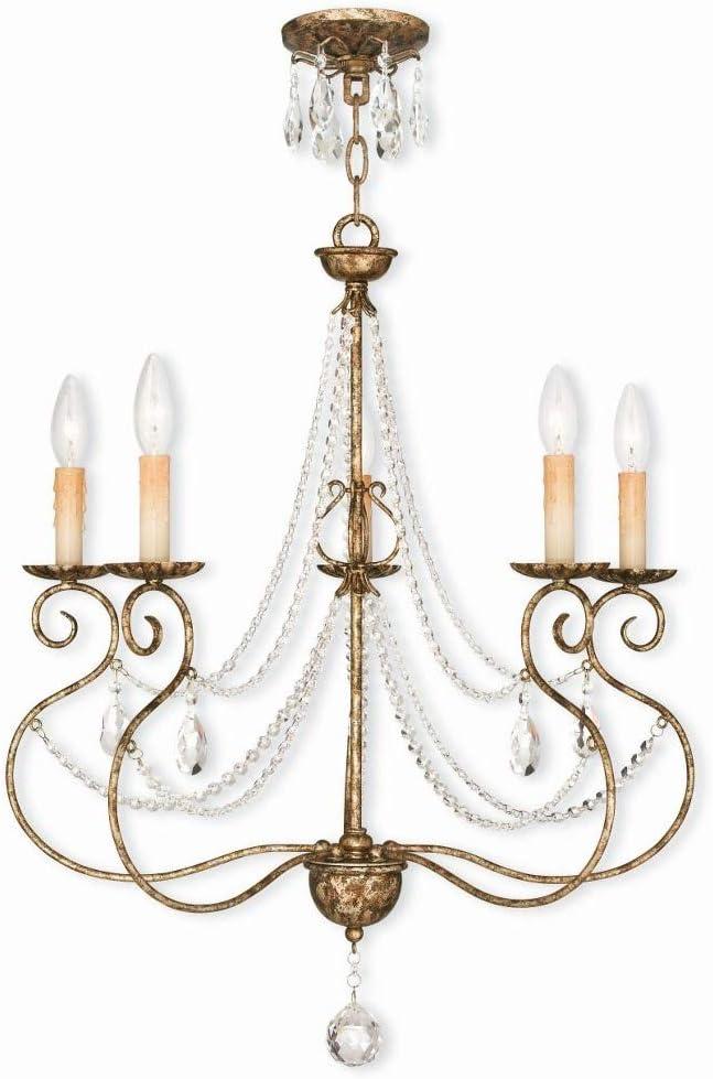 Isabella European Bronze 5-Light Crystal Chandelier