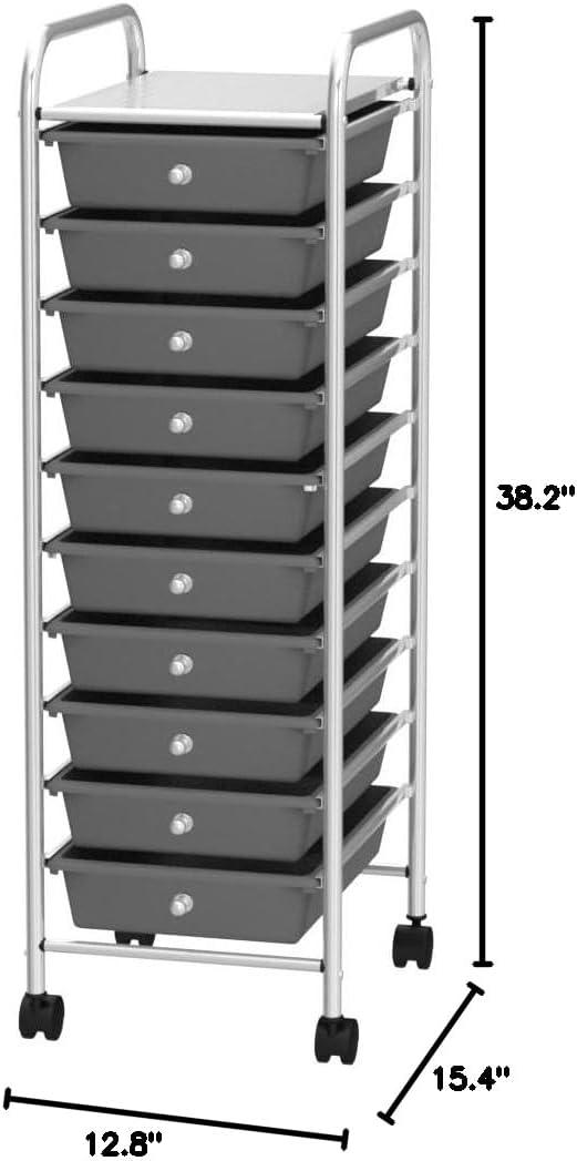 10-Drawer Organizer Cart, Black by Seville Classics