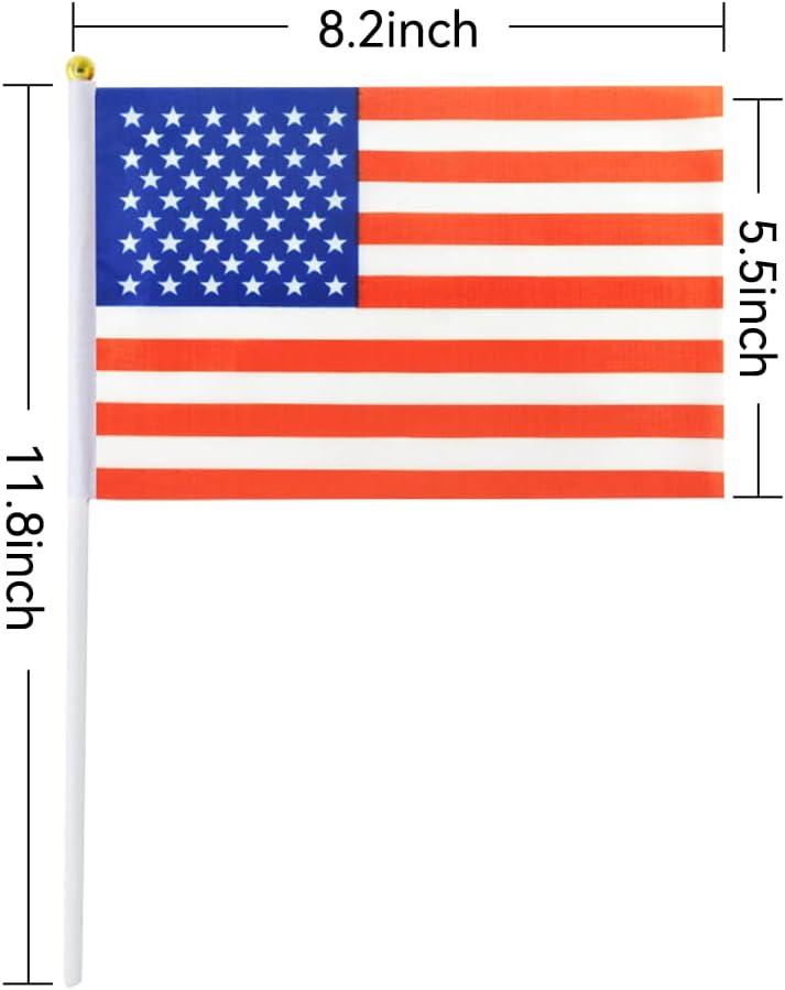 Small Patriotic American Flag Mini Handheld Decorations, 12 Pack