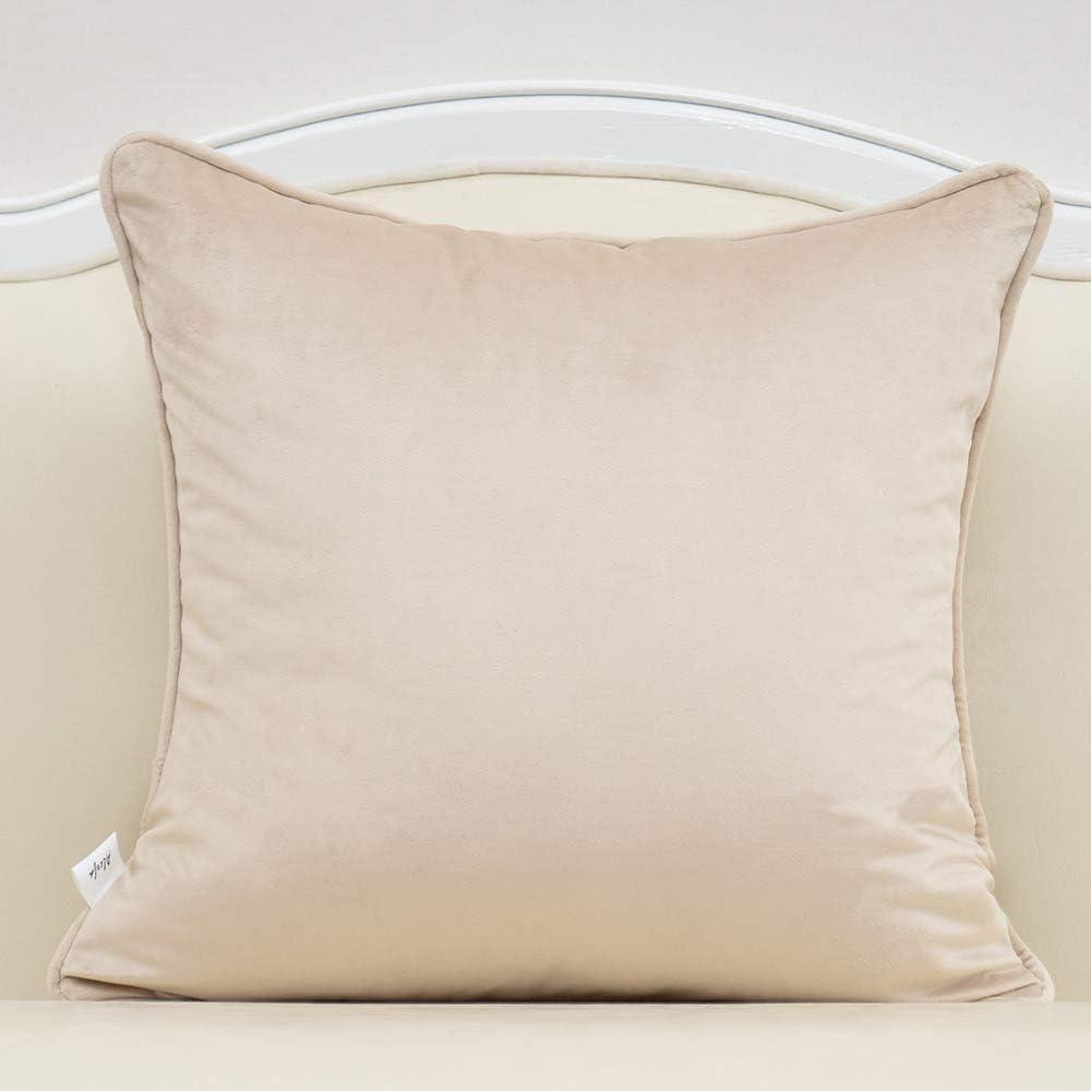 Beige and Gold Embroidered Velvet Leaf Throw Pillow