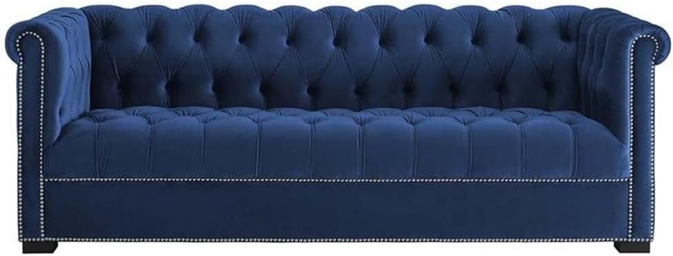 Modway Heritage Performance Velvet Sofa in Midnight Blue