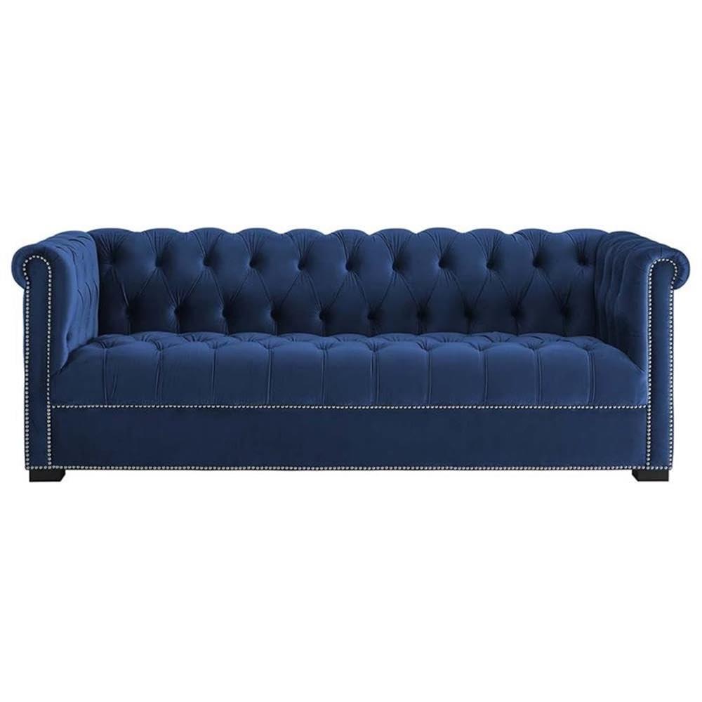 Modway Heritage Performance Velvet Sofa in Midnight Blue