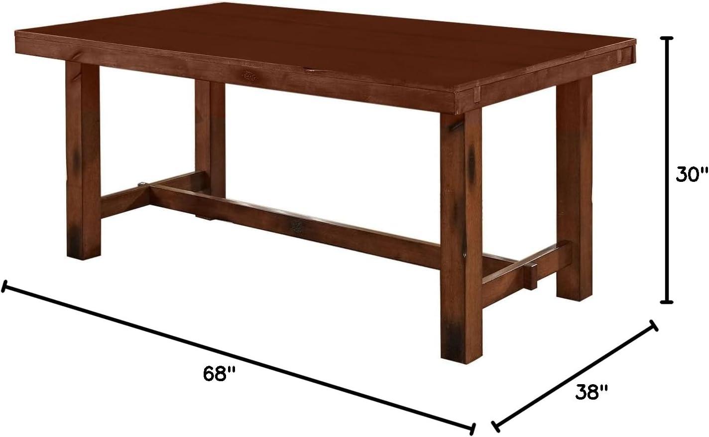 Walker Edison Country Expandable Dining Table, Dark Oak