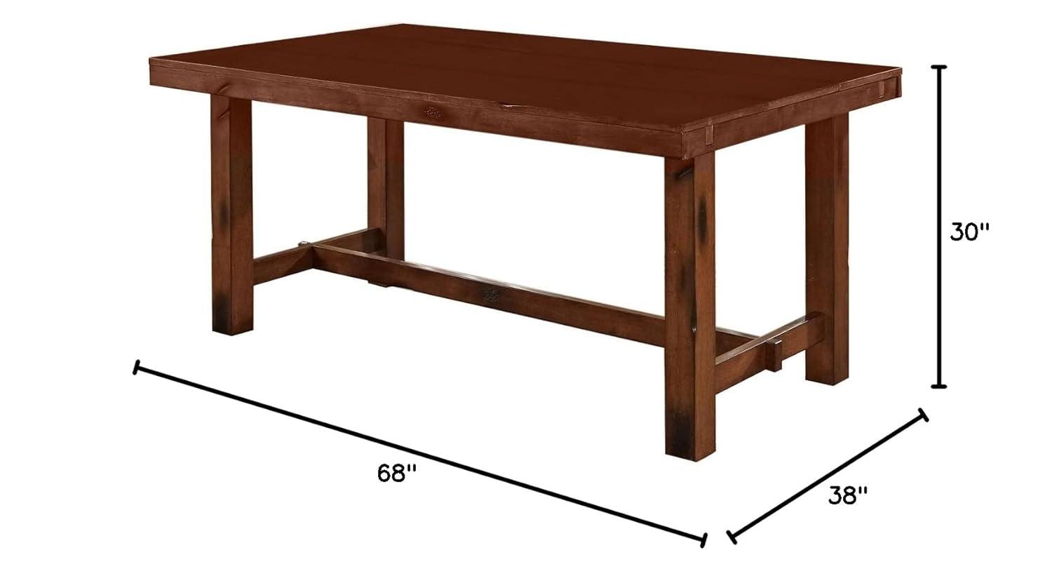 Walker Edison 6-Piece Distressed Dark Oak Wood Dining Set with Bench
