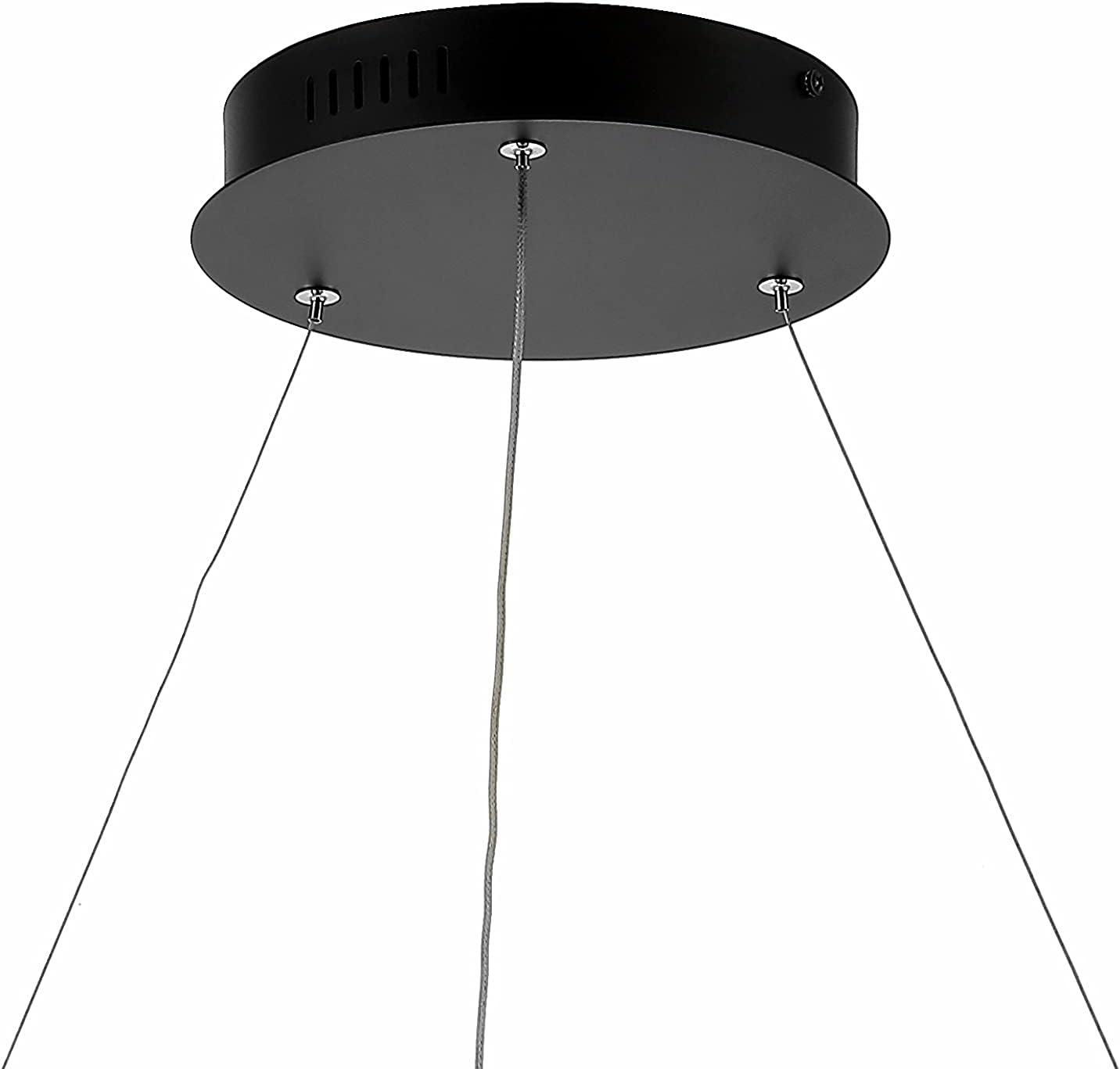 Circulo 35" Metal Round Modern Contemporary LED Integrated Pendant, Black