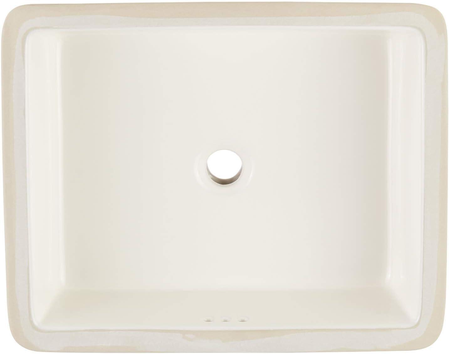 Destin White Rectangular Ceramic Undermount Bathroom Sink