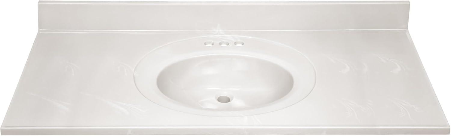 49 Inch Cultured Marble Vanity Top with Backsplash, Improved Package