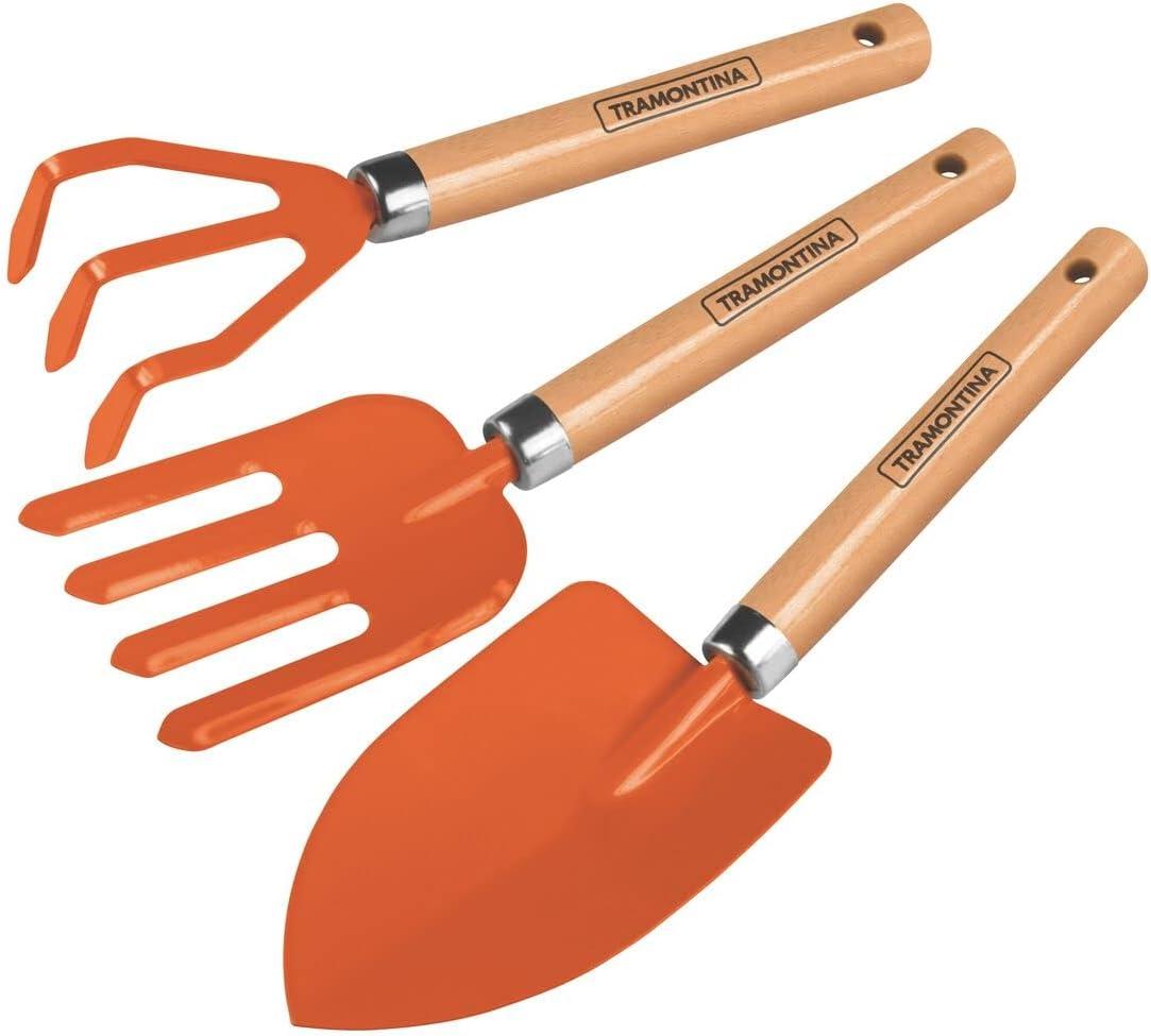 Tramontina 3 Piece Garden Set, Wood Handles, Plastic Packaging