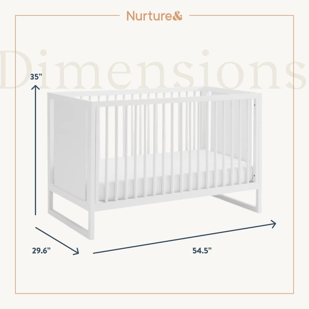 Nurture& Baby, Toddler Convertible Crib | 3 Adjustable Heights (Toddler Guardrail Not Included)