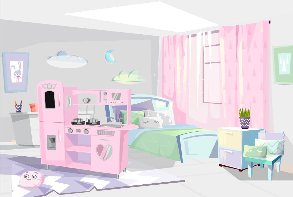 TaoHFE Play Kitchen, Pink Kids Kitchen Set for Girls Kitchen Set for Kids Ages 6-8 Gift Toddler Kitchen Set for Kid Age 3+ Kitchen Playset with Lights & Sounds Wooden Toy Kitchen Playset Gift