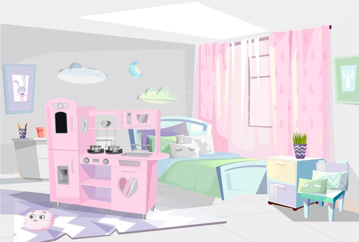 TaoHFE Play Kitchen, Pink Kids Kitchen Set for Girls Kitchen Set for Kids Ages 6-8 Gift Toddler Kitchen Set for Kid Age 3+ Kitchen Playset with Lights & Sounds Wooden Toy Kitchen Playset Gift