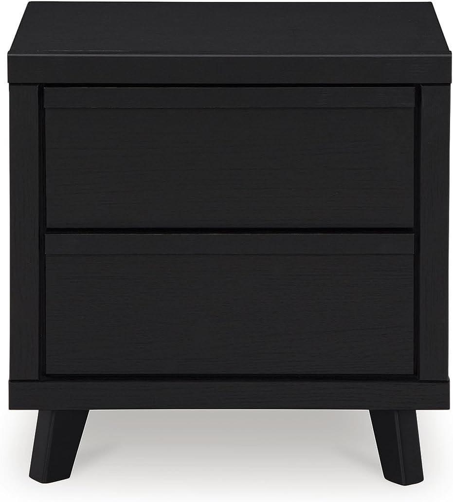 Signature Design by Ashley Danziar Modern 2 Drawers Nightstand with USB & Qi Charging Options, Black