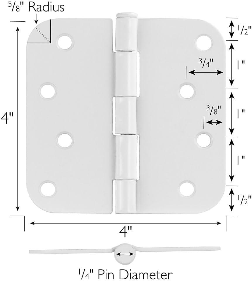 White Painted Steel Butterfly Door Hinges 4-inch 9-Pack