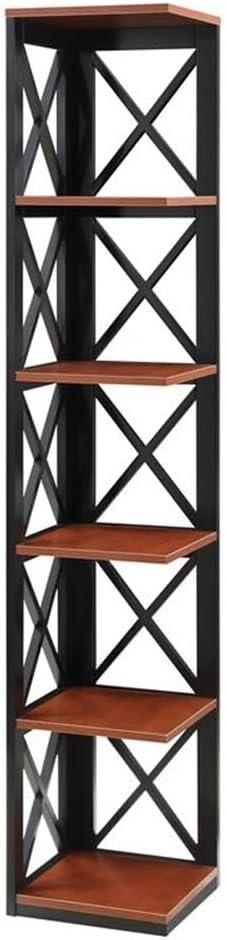 Convenience Concepts Oxford 5 Tier Corner Bookcase, Cherry and Black