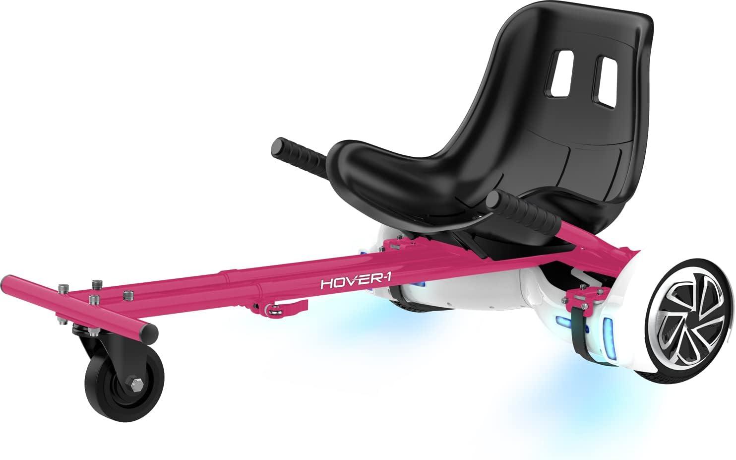 Pink Adjustable Hoverboard Go Kart Attachment with Hand-Operated Control