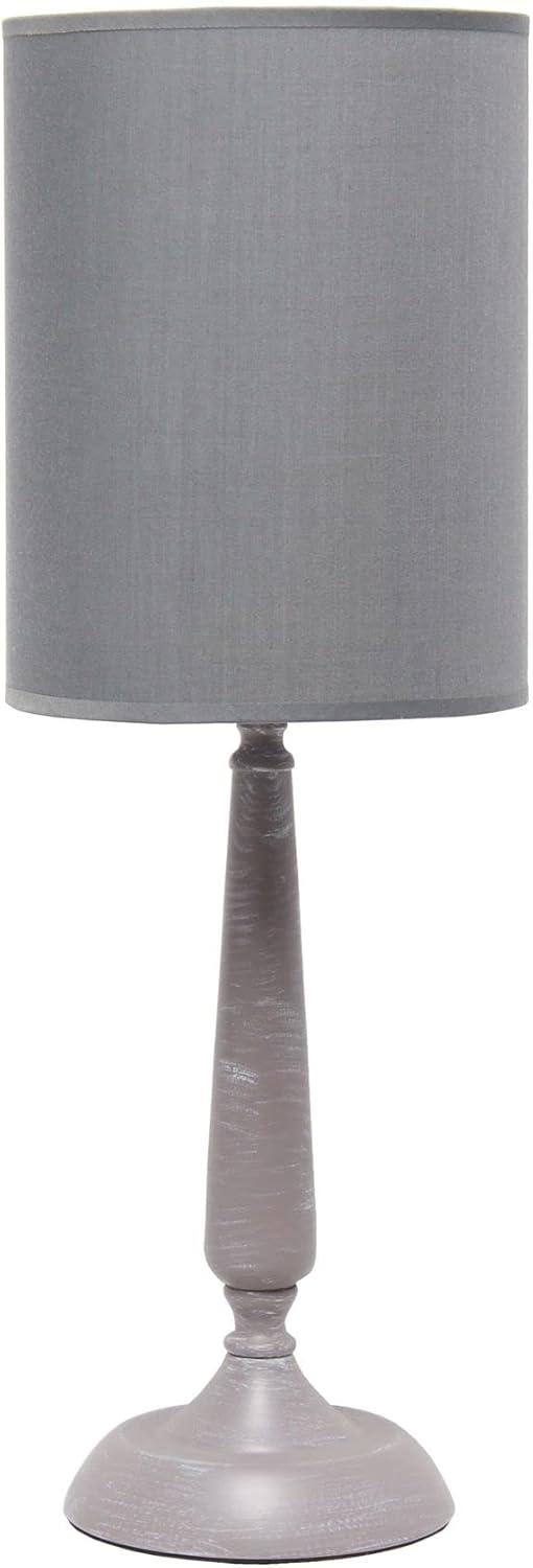 Gray Wash Metal Candlestick Table Lamp with Fabric Shade