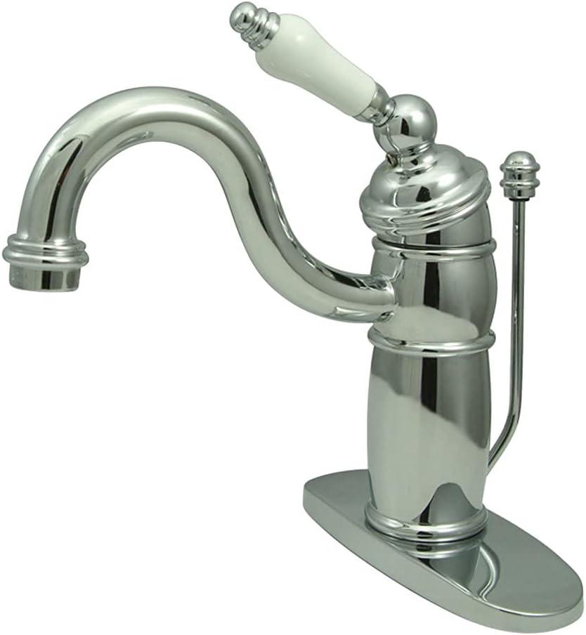 Victorian Polished Chrome Single-Handle Bathroom Faucet with Pop-Up Drain