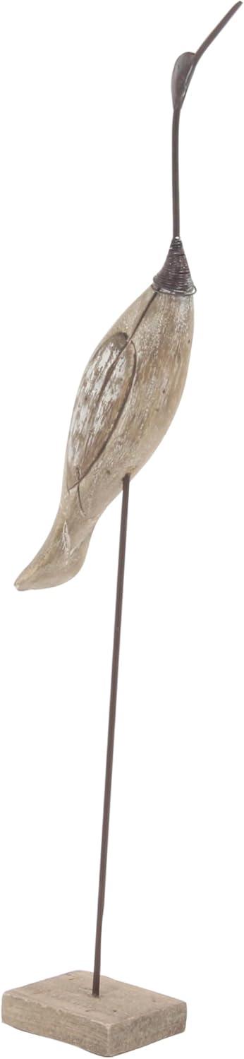 28", 34"H Brown Wood Bird Sculpture, by DecMode (2 Count)