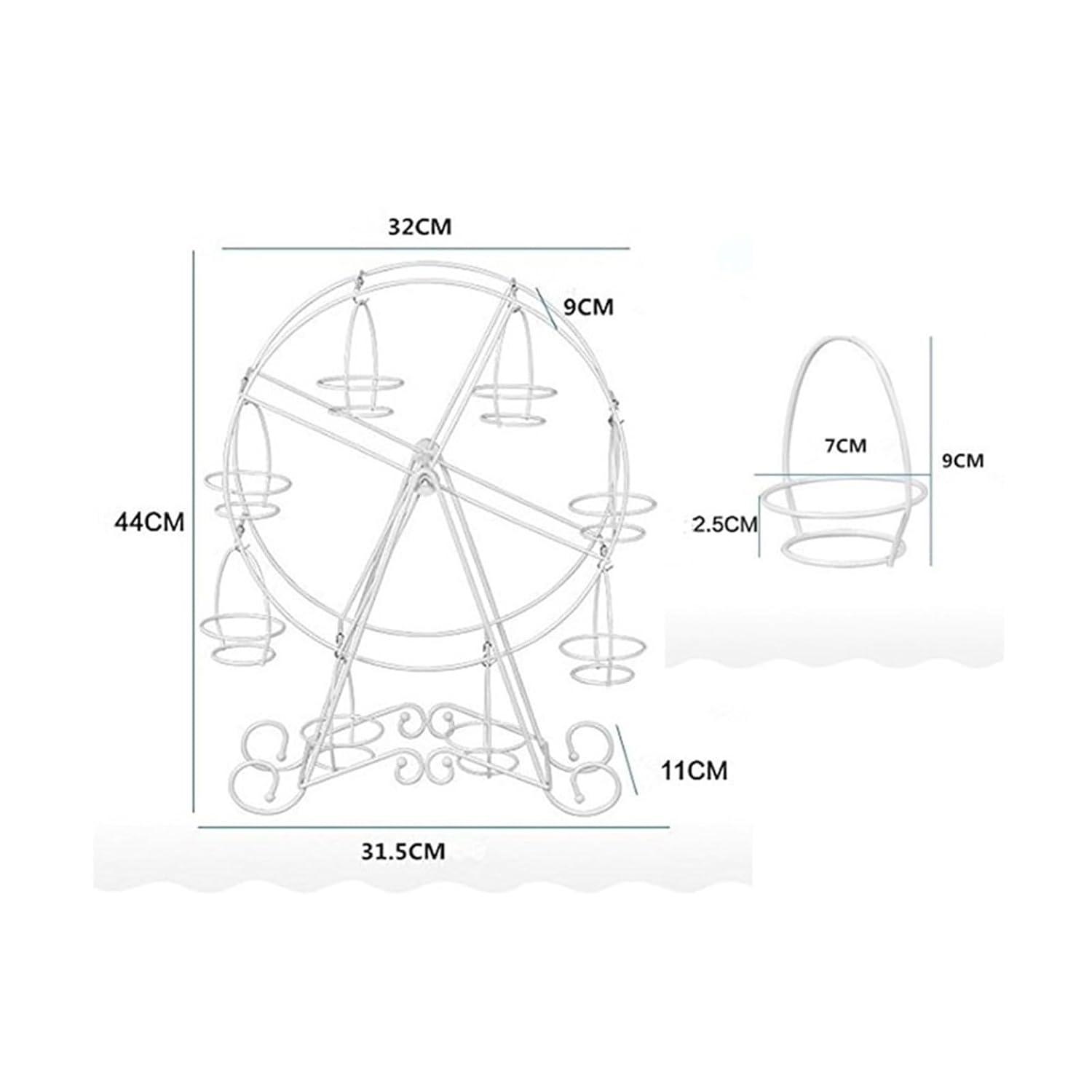 ASkinds Ferris Wheel Cupcake Stand Dessert Serving Tray, Ferris Wheel Cupcake Stand for Carnival and Circus Theme Party Wedding Party Furnishing Accessories (Silvery)