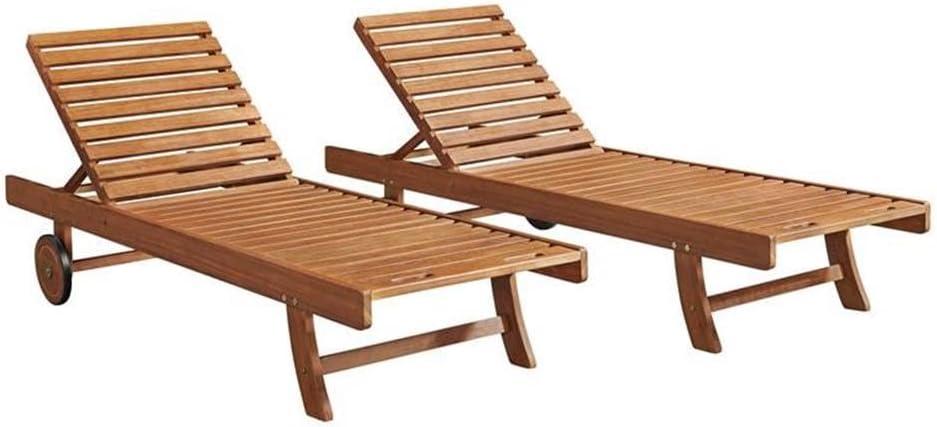 Caspian 73" Wide 2Pc Eucalyptus Wood Outdoor Lounge Chair