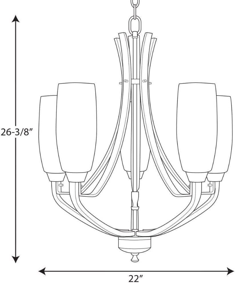 Progress Lighting Wisten 5-Light Chandelier, Brushed Nickel, Etched White Glass