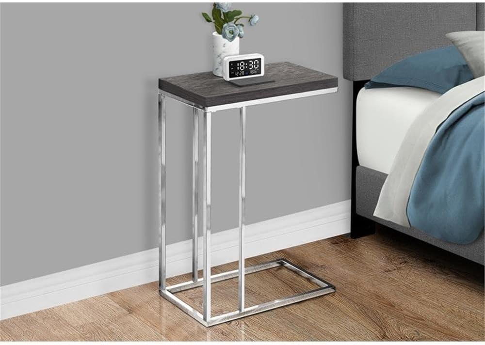 Monarch Accent Table Grey With Chrome Metal