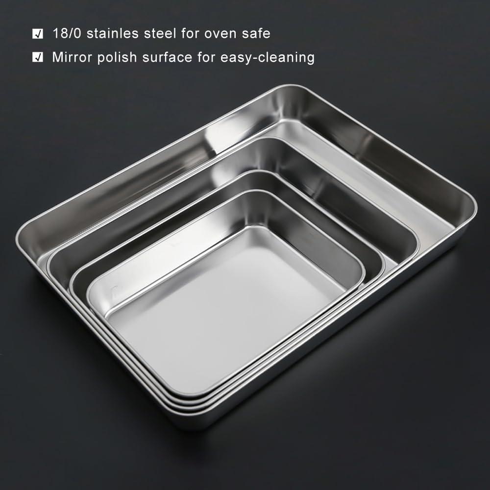 Baking Sheet Set of 2 - Stainless Steel Cookie Sheet Baking Pan, Size 16 x 12 x 1 inch, Non Toxic & Heavy Duty & Mirror Finish & Rust Free & Easy Clean