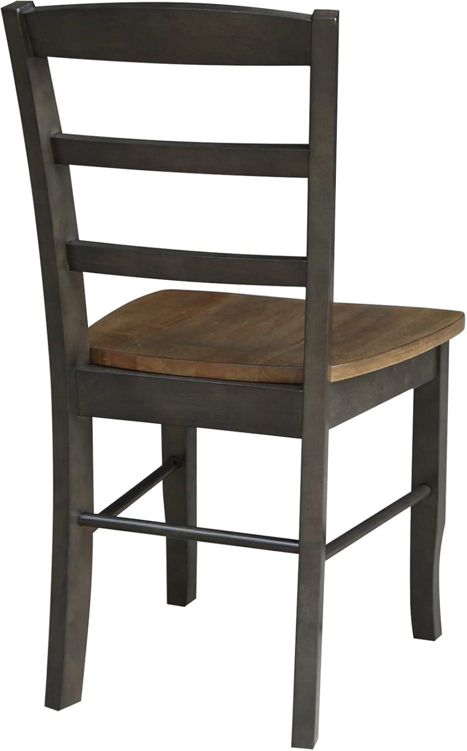 Set of 2 Madrid Ladderback Chairs Hickory/Washed Coal - International Concepts: Solid Wood, Unupholstered