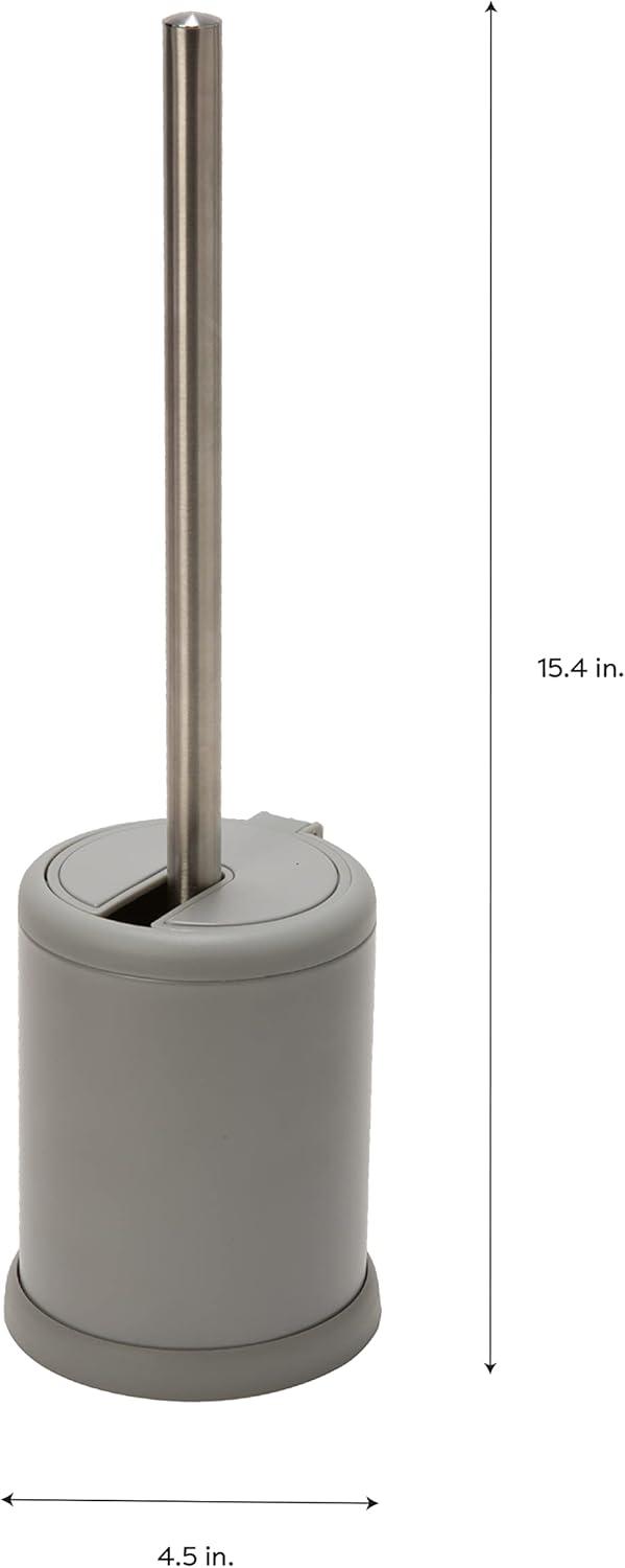 Bath Bliss Toilet Brush with Closing Lid Gray: Polypropylene & Metal, 15.4" Height, Bathroom Cleaning Accessory