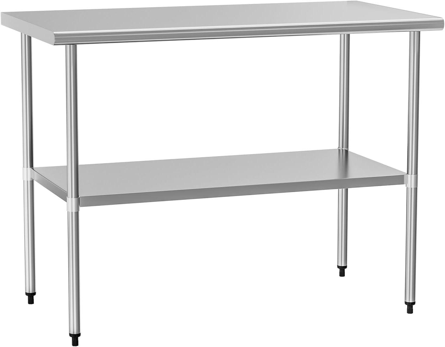 Heavy Duty Stainless Steel Work Table with Adjustable Undershelf