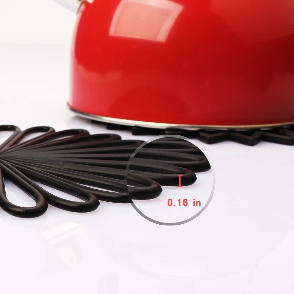 3Pcs Silicone Trivet Mat 7.9inch Anti-Slip Heat-Resistant Hot Pad Set Hollow Flower Shape Non-Stick Decorative Mat for Home Kitchen